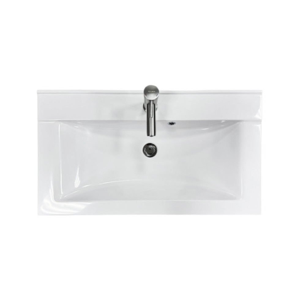 Набір для ванної кімнати, раковина, умивальник Adamant QUANTO 80, штучний камінь, прямокут., з сифоном Click-Clack + змішувач