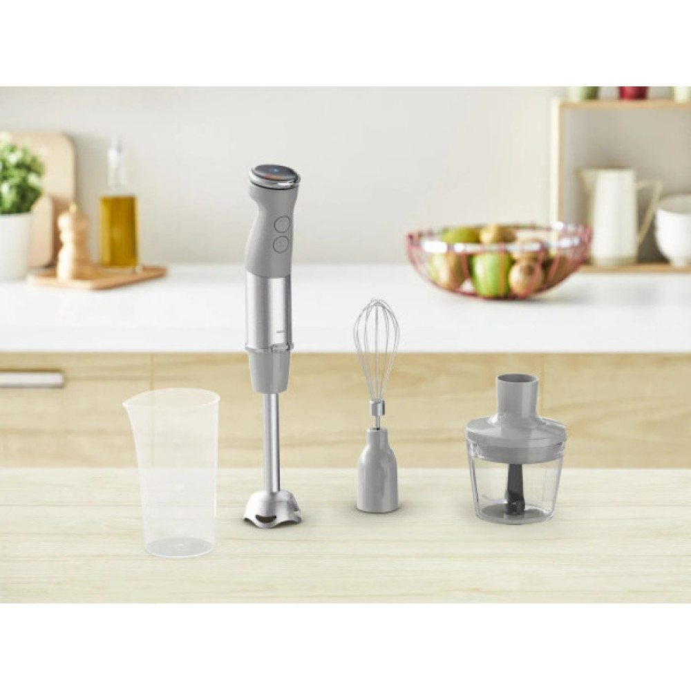 Блендер Tefal заглибний Quickchef+ 1000Вт, 3в1, чаша-800мл, чопер-500мл, турборежим, сріблясто-сірий