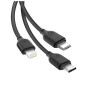 Дата кабель USB 2.0 AM to Lightning + Micro 5P + USB-C 1.0m 2.1A black XO (NB103-3in1-1-BK)