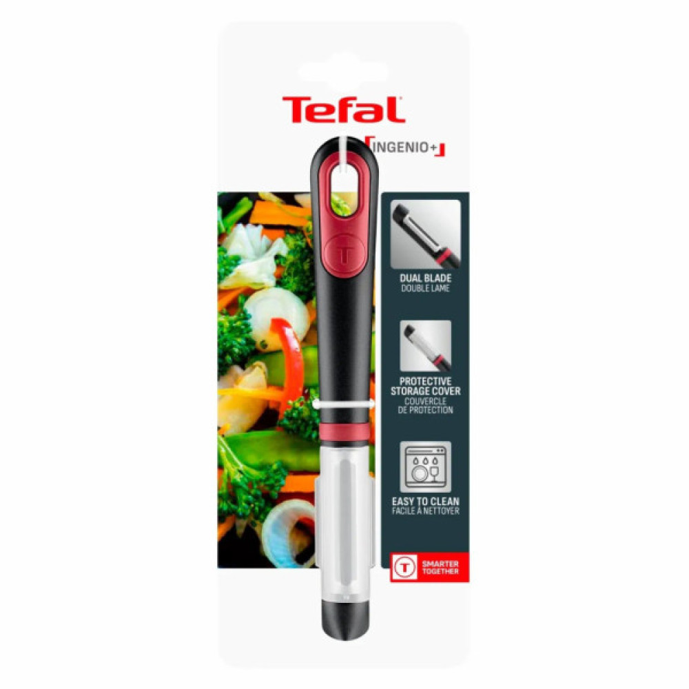 Овочечистка Tefal Ingenio+ вертикальна 17.3 см червоно-чорний (K1992034)