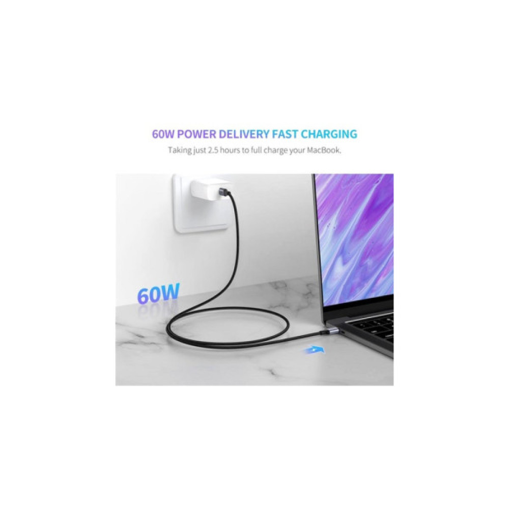 Дата кабель USB-C to USB-C 2.0m 60W 3A PD3.0/QC4.0 480Mbps aluminum braid Ugreen (50152)