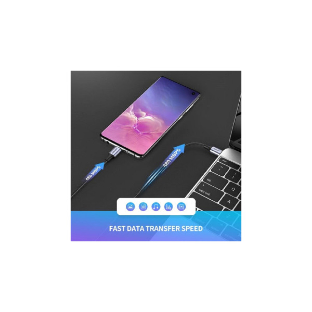 Дата кабель USB-C to USB-C 2.0m 60W 3A PD3.0/QC4.0 480Mbps aluminum braid Ugreen (50152)