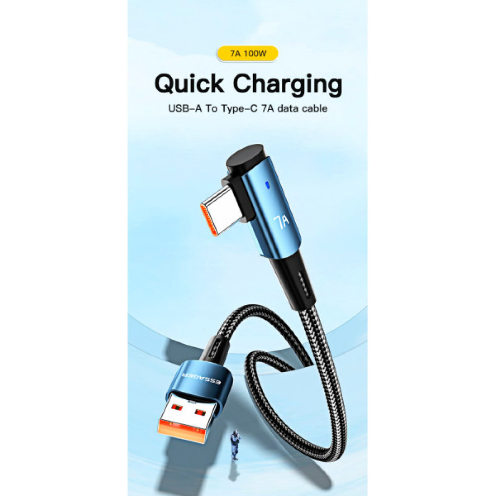 Дата кабель USB 2.0 AM to USB-C 2.0m 100W black Essager (EXCWT7A-CGA01-P)