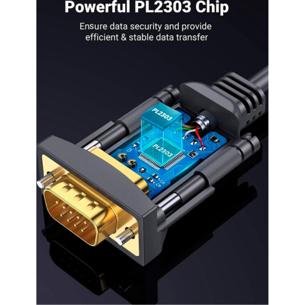 Кабель для передачі даних USB to COM M 2.0m DB9 RS-232 CR104 black Ugreen (20222)