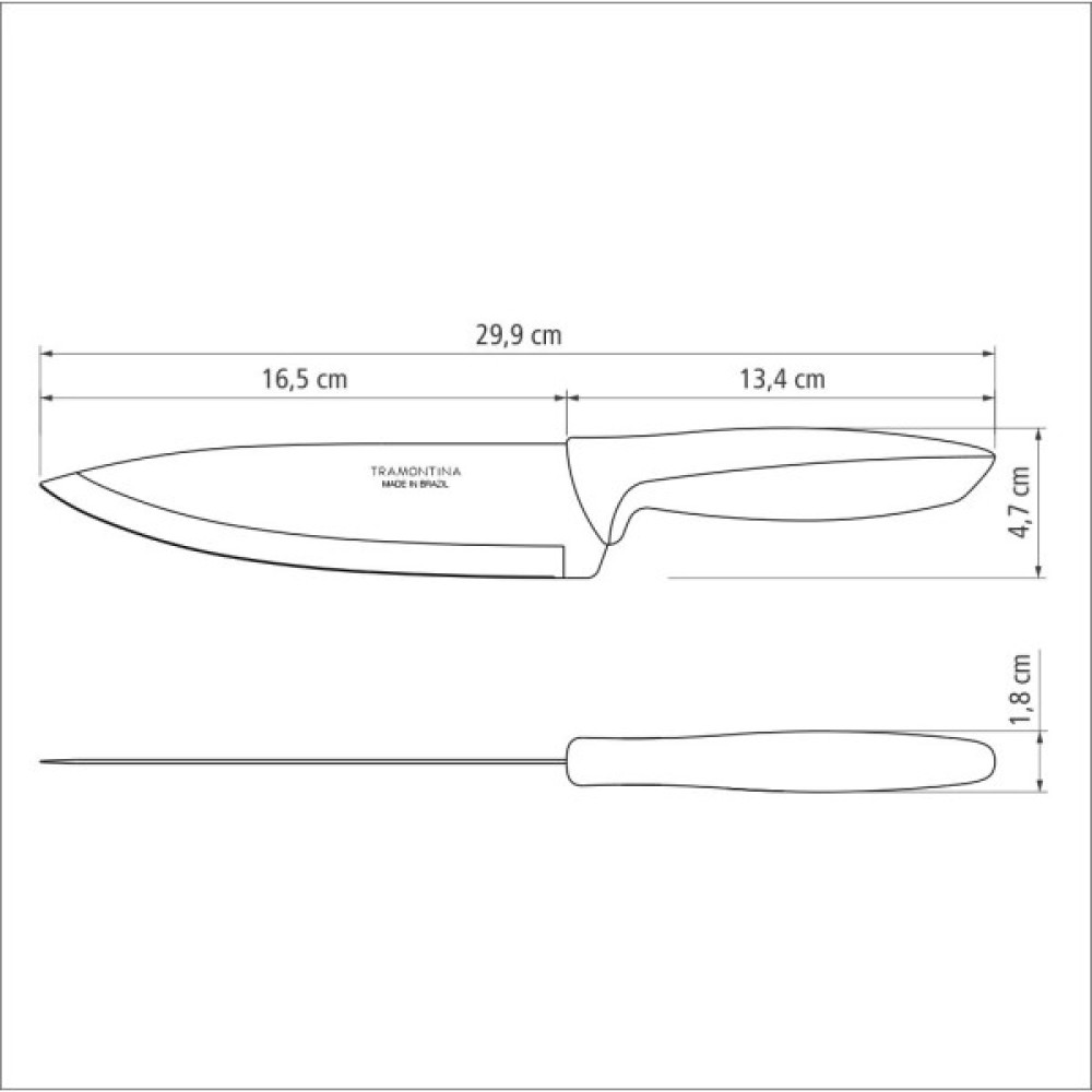 Кухонний ніж Tramontina Plenus Light Grey Chef 178 мм (23426/137)
