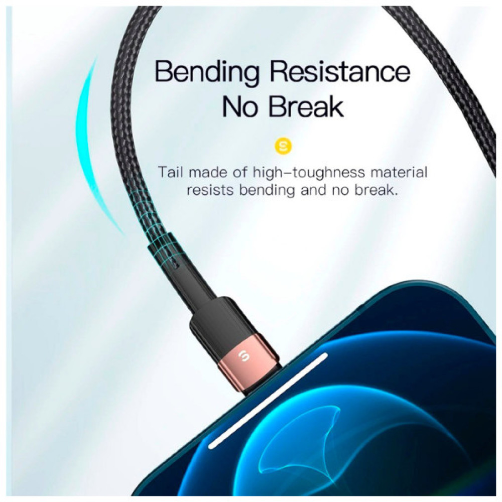 Дата кабель USB 2.0 AM to Lightning 2.0m 2.4A black Essager (EXCL-XCA01)