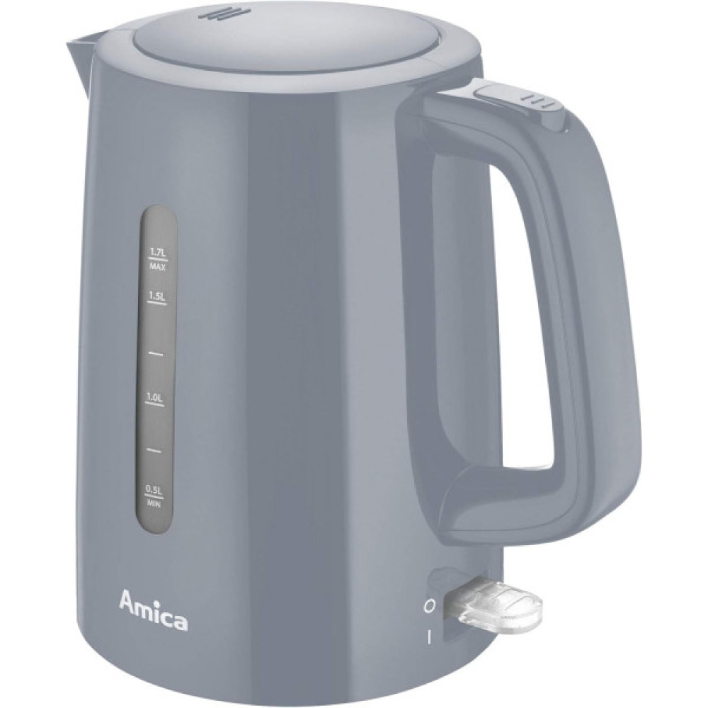 Електрочайник Amica 1.7л, пластик, сірий