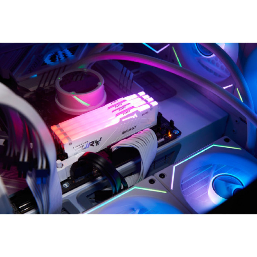 Модуль пам'яті для комп'ютера DDR5 32GB (2x16GB) 6000 MHz Beast RGB EXPO White Kingston Fury (ex.HyperX) (KF560C36BWE2AK2-32)