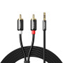 Кабель мультимедійний 3.5mm M to 2xRCA M 5.0m AV116 black UGREEN (10591)