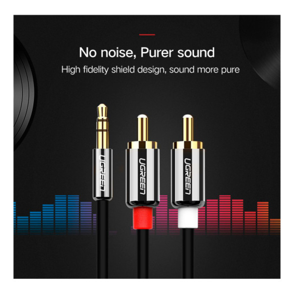 Кабель мультимедійний 3.5mm M to 2xRCA M 5.0m AV116 black UGREEN (10591)