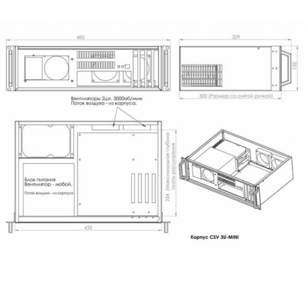 Корпус до сервера CSV 3U-Mini (3М-КС-CSV)