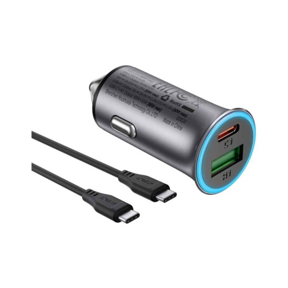Зарядний пристрій Acefast 1xUSB-C PD95W + 1xUSB gray (6974316285304)
