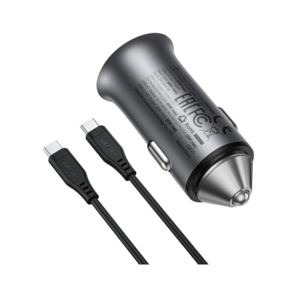 Зарядний пристрій Acefast 1xUSB-C PD95W + 1xUSB gray (6974316285304)