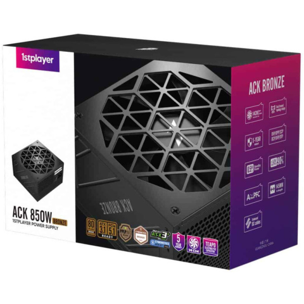Блок живлення 1stPlayer 850W (ACK-BRZ-850-BK-EU)