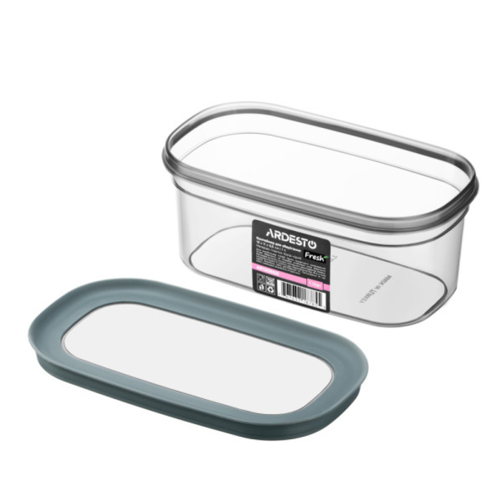 Харчовий контейнер Ardesto Fresh 1л, пластик, прямокутна, сірий (AR1308GG)
