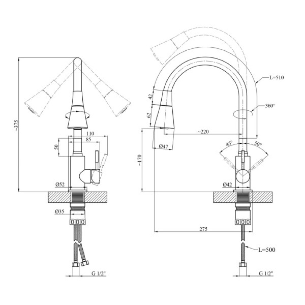 Змішувач Kroner Klassisch-ESG031BLK (CV035371)