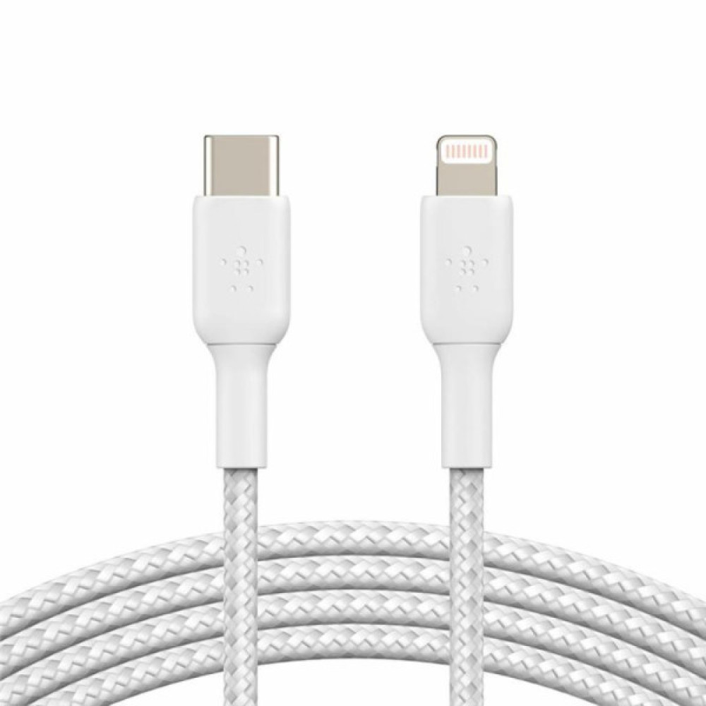 Дата кабель USB 2.0 AM to Lightning 1.0m BRAIDED white Belkin (CAA004BT1MWH)