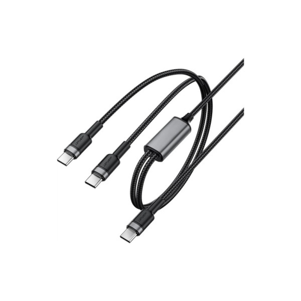 Дата кабель USB-C to 2xUSB-C 1.2m 100W nylon black Acefast (6974316285120)