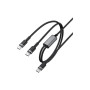 Дата кабель USB-C to 2xUSB-C 1.2m 100W nylon black Acefast (6974316285120)