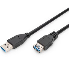 Дата кабель USB 2.0 AM/AF 1.8m black Digitus (AK-300203-018-S)
