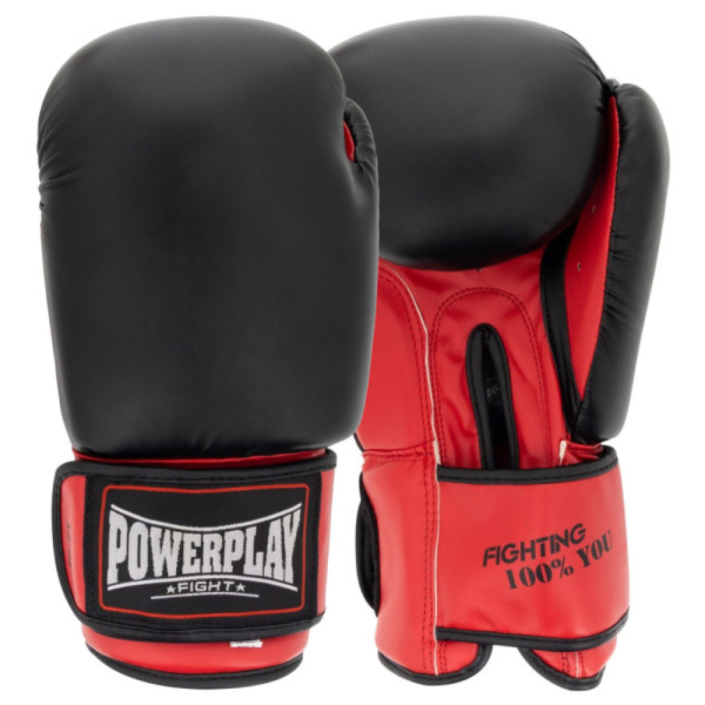 Боксерські рукавички PowerPlay 3004 Classic Чорно-Червоні 14 унцій (PP_3004_14oz_Bl/Red)