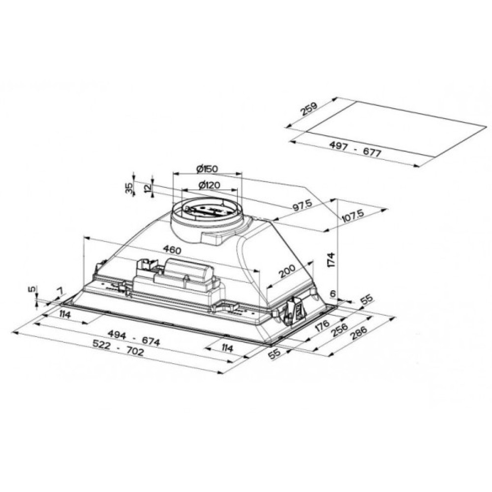 Витяжка Faber вбудована, 52см, 651м.куб/год, Inka Ich Ss A52 (I.Smart Hcs), нерж