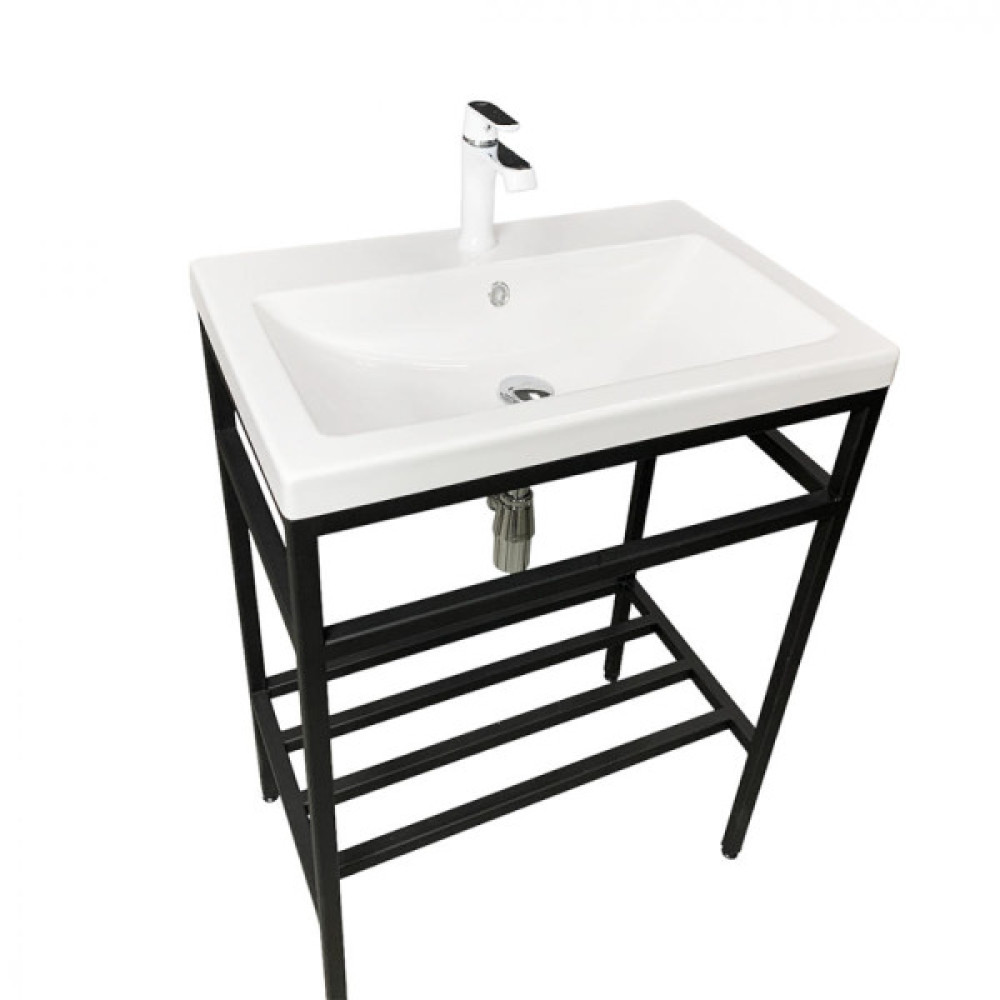 Раковина, умивальник Adamant CERS, штучний камінь, прямокут., з отвором для змішувача, з отвором для переливу, 495x390x158мм, накладний, білий