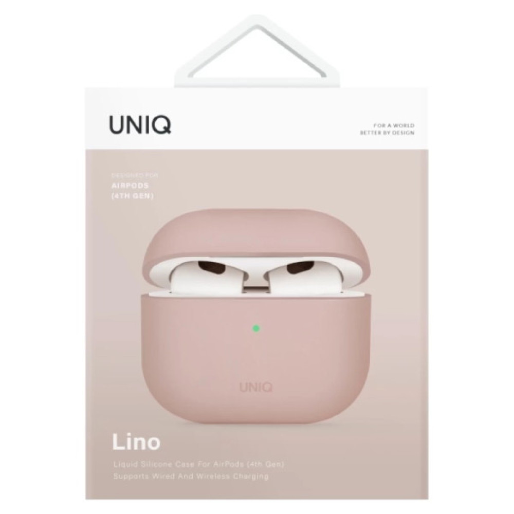 Чохол для навушників Uniq Lino AirPods 4 Silicone Pink Blush (8886463691380)