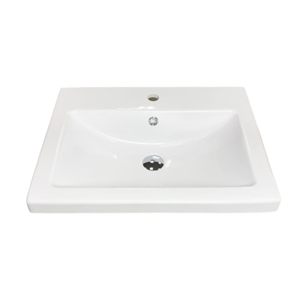 Раковина, умивальник Adamant CERS, штучний камінь, прямокут., з отвором для змішувача, з отвором для переливу, 595x450x158мм, накладний, білий