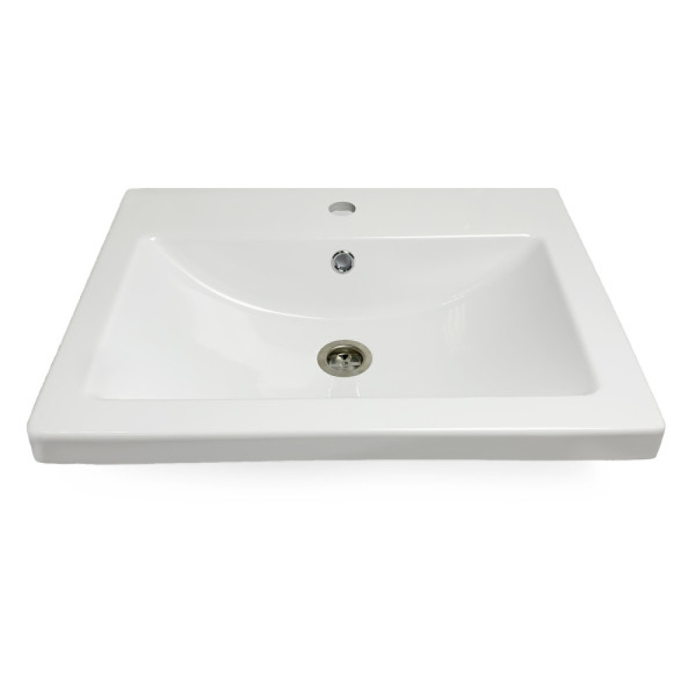 Раковина, умивальник Adamant CERS, штучний камінь, прямокут., з отвором для змішувача, з отвором для переливу, 595x450x158мм, накладний, білий