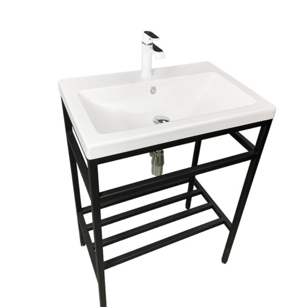 Раковина, умивальник Adamant CERS, штучний камінь, прямокут., з отвором для змішувача, з отвором для переливу, 595x450x158мм, накладний, білий