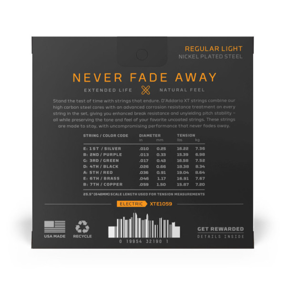 Струни для гітари D'Addario XT ELectric Nickel Plated Steel 7-String Regular Light (10-59) (XTE1059)