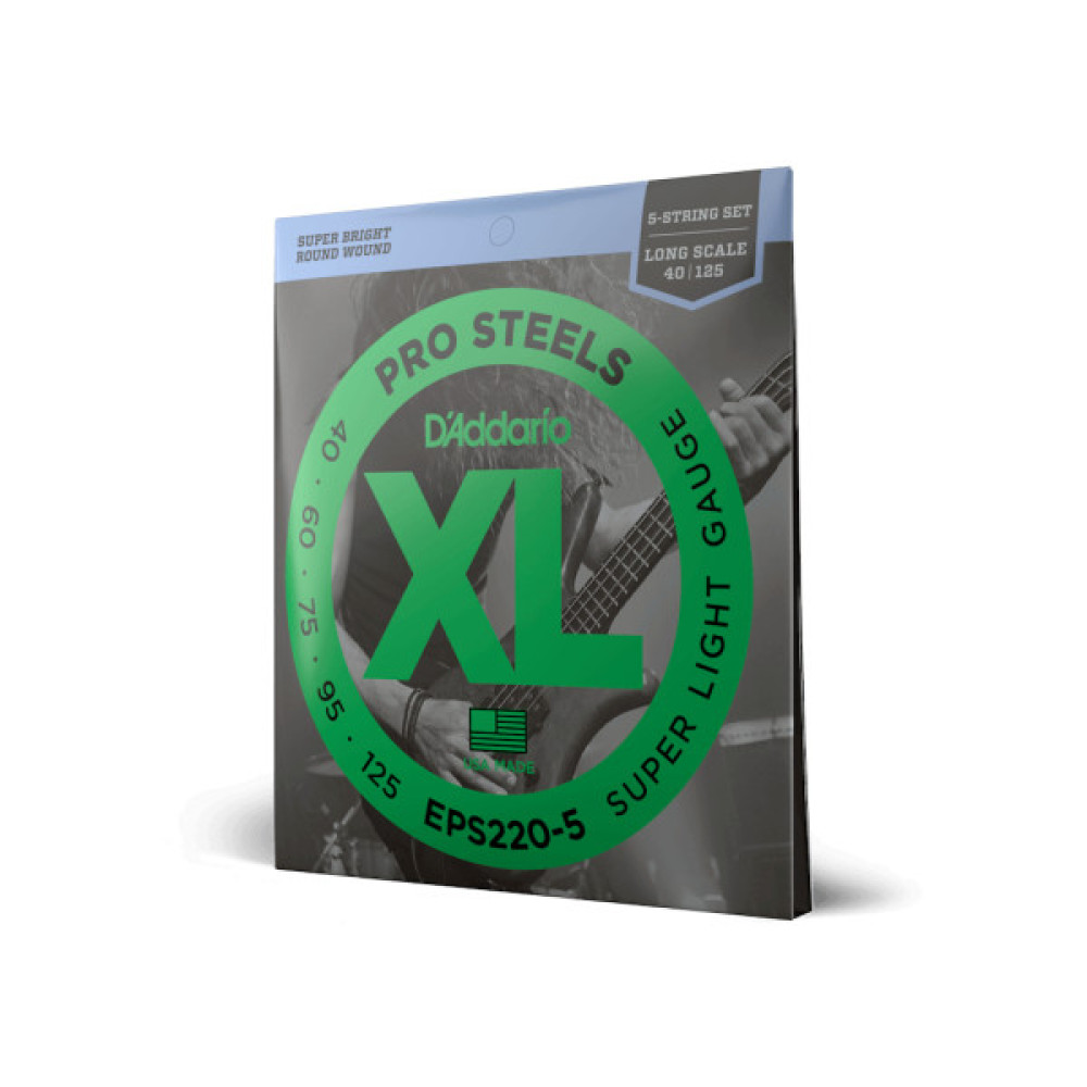 Струни для гітари D'Addario XL ProSteels Bass Super Light 5-String (40-125) (EPS220-5)