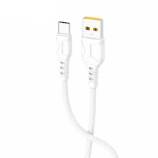 Дата кабель USB 2.0 AM to USB-C 1.0m 2.4A silicone white Denmen (DM-D06T-WH)