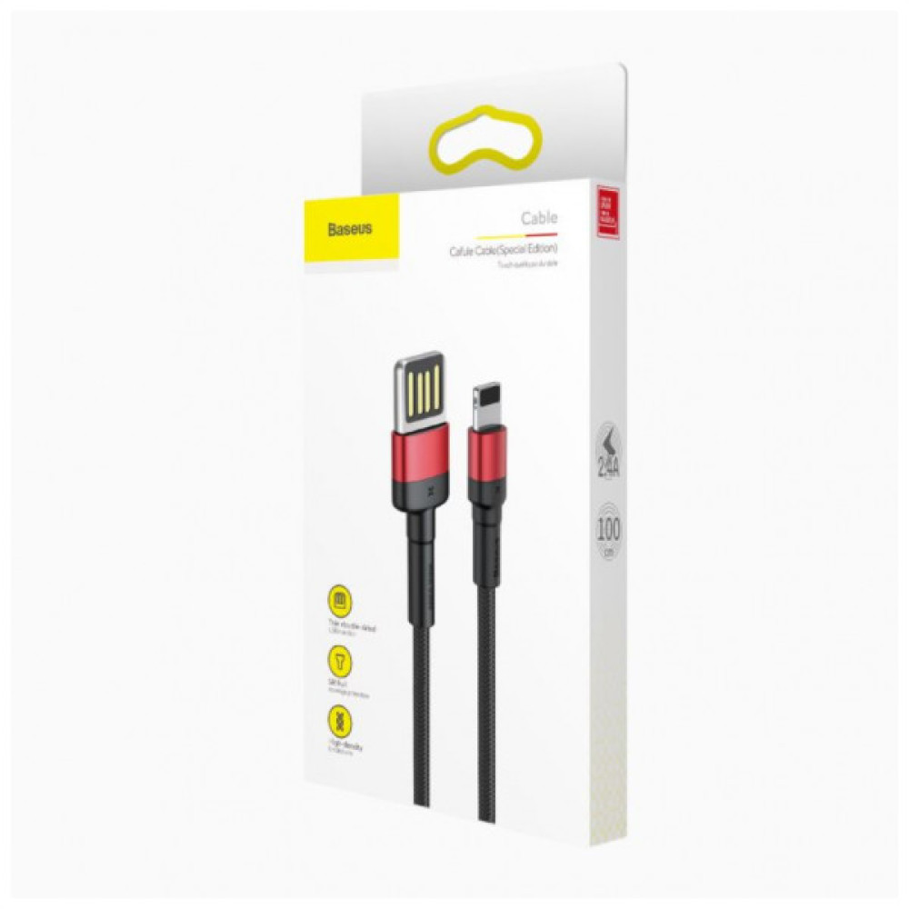 Дата кабель USB 2.0 AM to Lightning 1.0m Cafule Special Edition 2.4A Black-Red Baseus (CALKLF-G91)