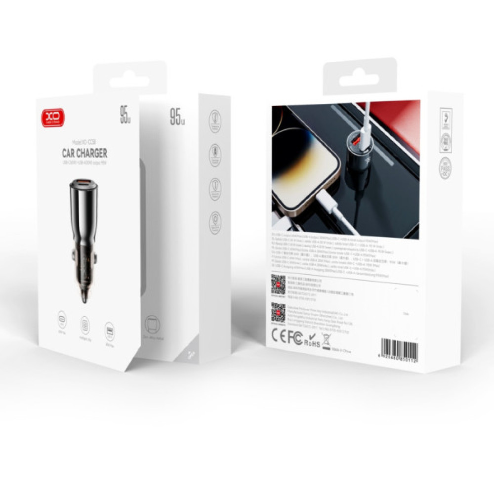 Зарядний пристрій XO CC58 USB-C PD65W + USB-A 30W Gray (CC58_Tarnish)