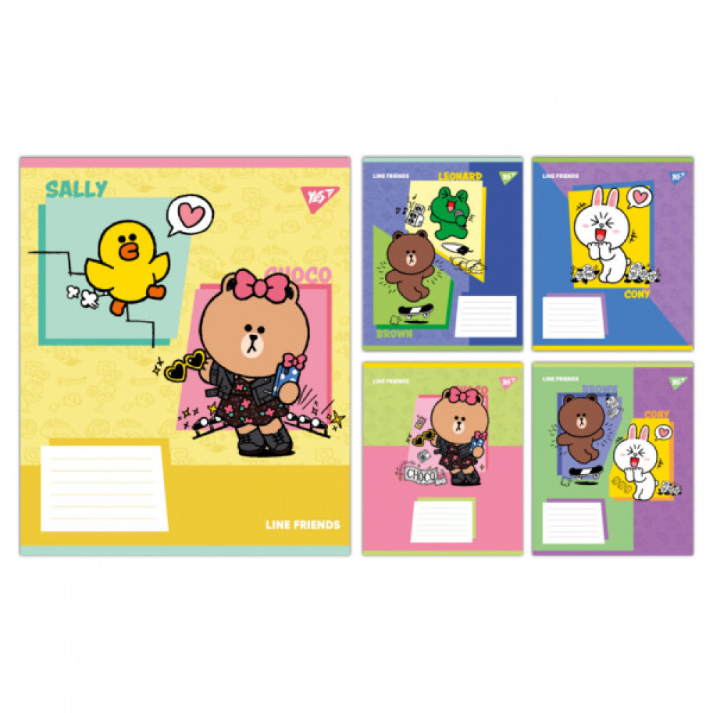 Зошит Yes Line Friends Funny А5 18 аркушів клітинка (767641)