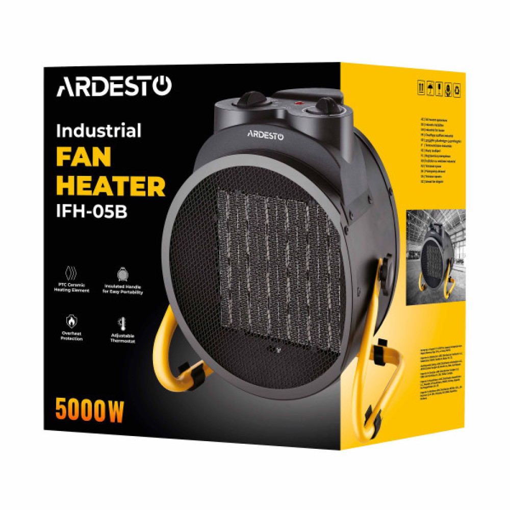 Теплова гармата електрична ARDESTO IFH-05B 5кВт, 50м2, 470м3/г, керамічний нагрів. елемент (PTC), чорний, 4кг