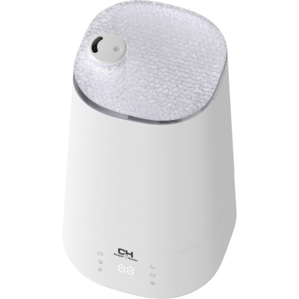 Зволожувач повітря Cooper&Hunter CH-3040TU 40м2, 4л, 300мл/г, ультразвуковий, верхня затока, ел. кер-ння, дисплей, УФ-очистка, підсвічування, авто вимкнення, білий