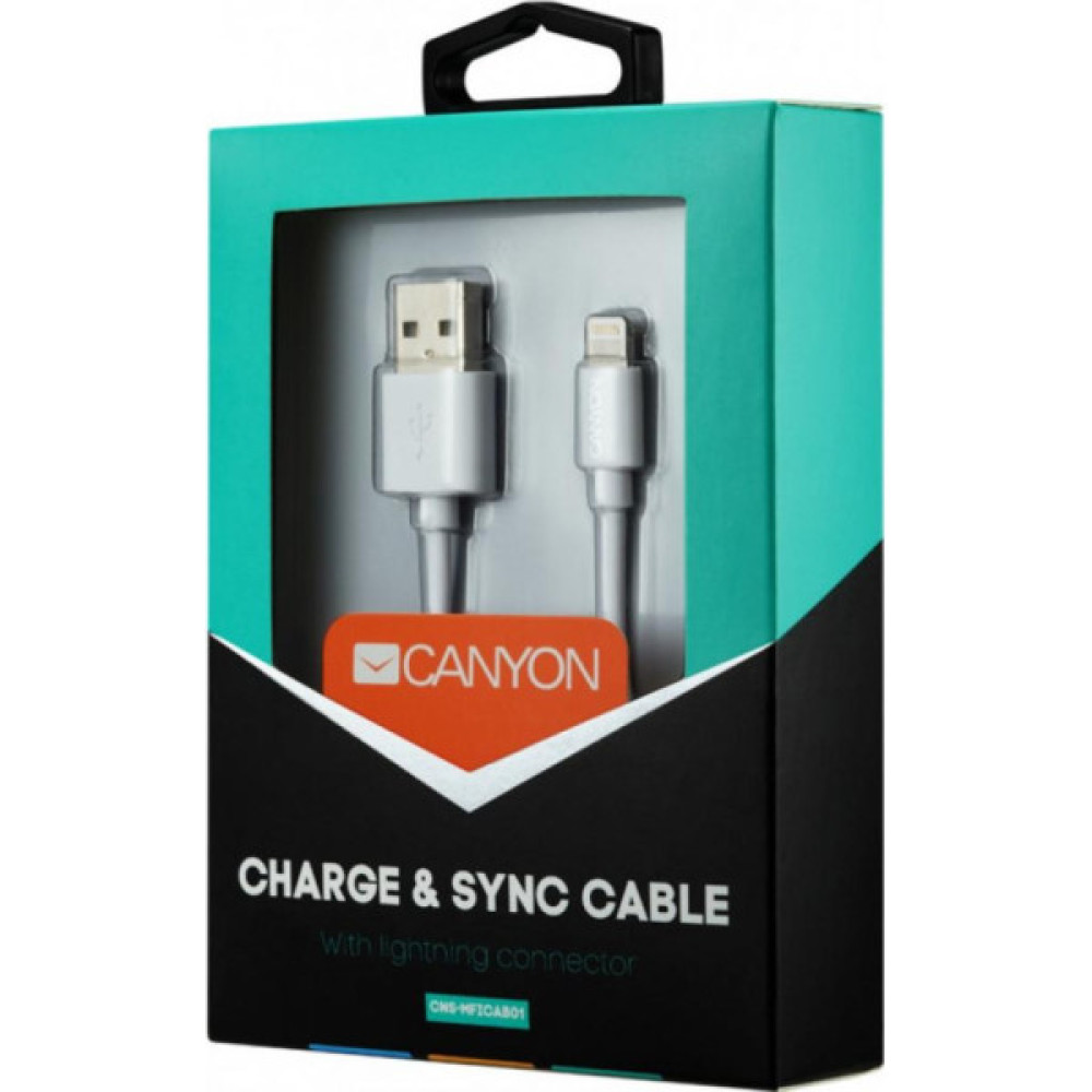 Дата кабель USB 2.0 AM to Lightning 1.0m MFI Canyon (CNS-MFICAB01W) Дата кабель USB 2.0 AM to Lightning 1.0m MFI Canyon (CNS-MFICAB01W)