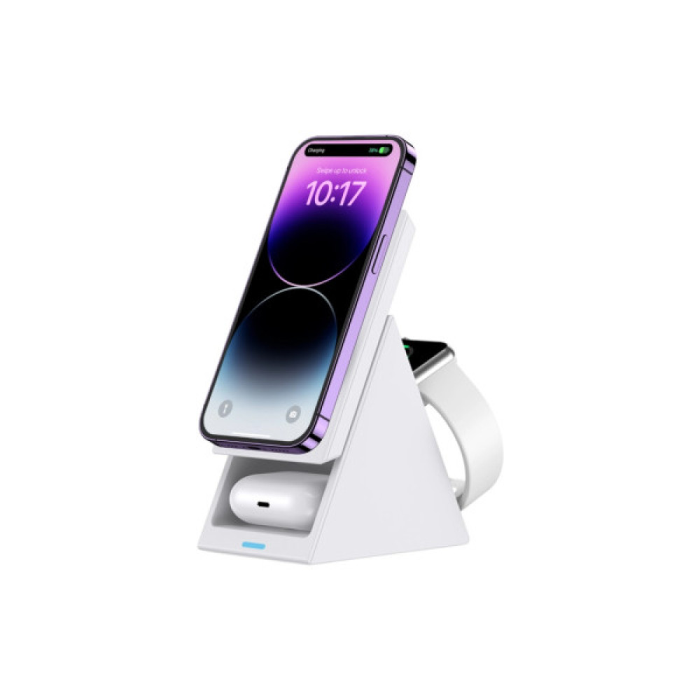 Зарядний пристрій Choetech Wireless magnetic 3-in-1 15W white (T600-F)