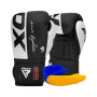 Боксерські рукавички RDX F4 Boxing Sparring Gloves Hook & Loop White/Black 10 унцій (BGR-F4B-10OZ)