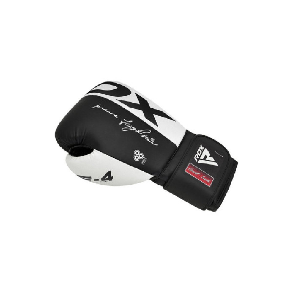 Боксерські рукавички RDX F4 Boxing Sparring Gloves Hook & Loop White/Black 10 унцій (BGR-F4B-10OZ)