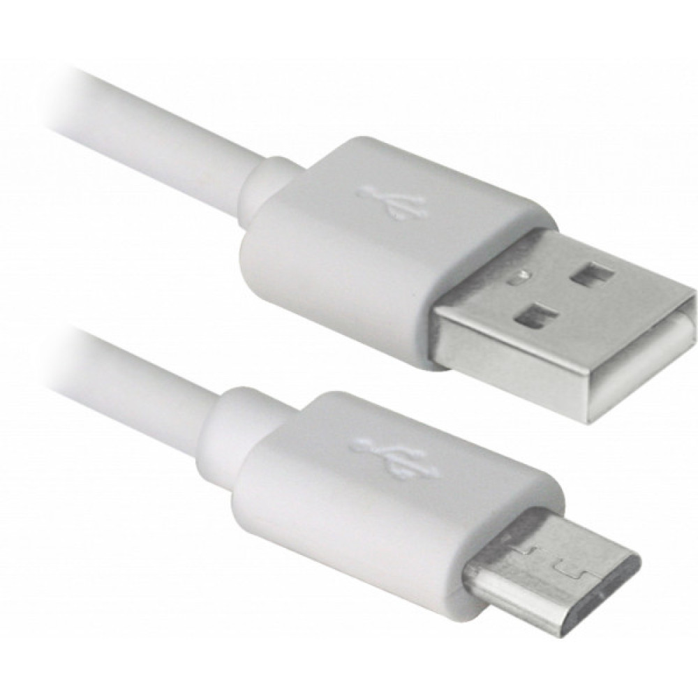 Дата кабель USB 2.0 AM to Micro 5P 3.0m white Defender (87468)