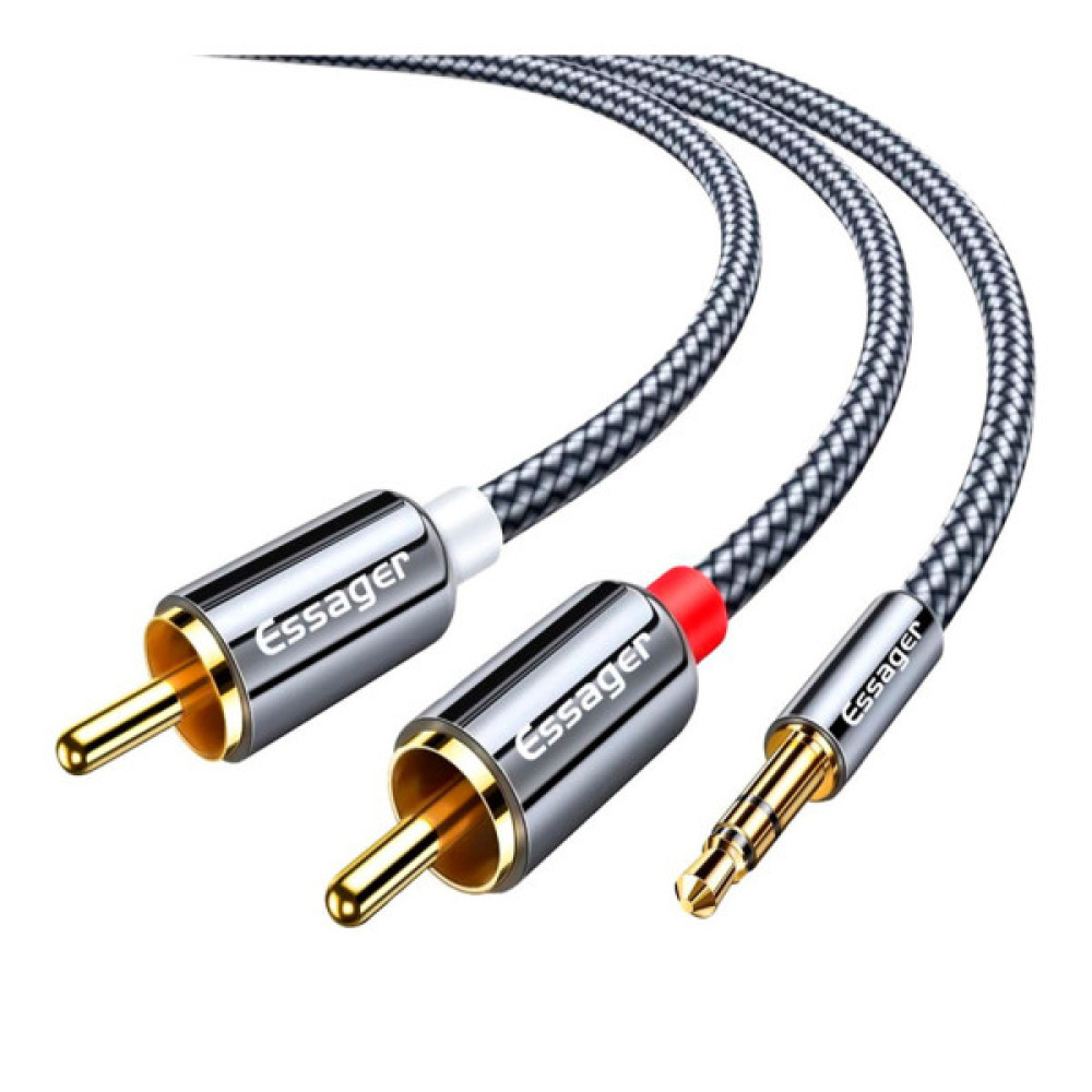 Кабель мультимедійний 3.5mm M to 2xRCA M 1.0m Essager (EYPZJ-MY0H)
