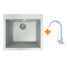 Набір кухонний Adamant Univer, штучний камінь, квадрат, без крила, 560х500х200мм, чаша - 1, врізна, Old stone + змішувач Набір кухонний Adamant Univer, штучний камінь, квадрат, без крила, 560х500х200мм, чаша - 1, врізна, Old stone + змішувач