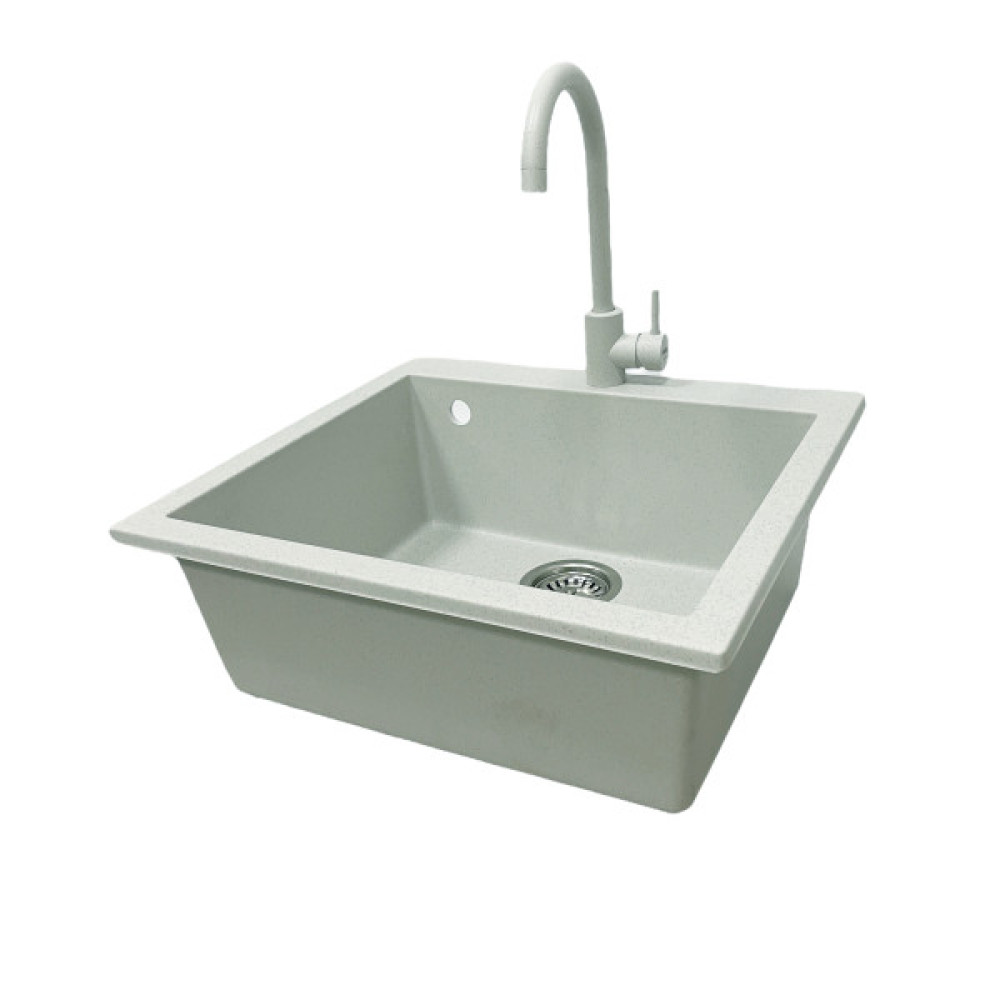 Набір кухонний Adamant Univer, штучний камінь, квадрат, без крила, 560х500х200мм, чаша - 1, врізна, Old stone + змішувач