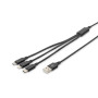 Дата кабель USB 2.0 AM to Lightning + Micro 5P + USB-C 1.0m charge only Digitus (AK-300160-010-S)