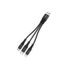 Дата кабель USB 2.0 AM to Lightning + Micro 5P + USB-C 0.25m 2.4A nylon X47 black HOCO (6931474727398)