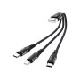 Дата кабель USB 2.0 AM to Lightning + Micro 5P + USB-C 0.25m 2.4A nylon X47 black HOCO (6931474727398)